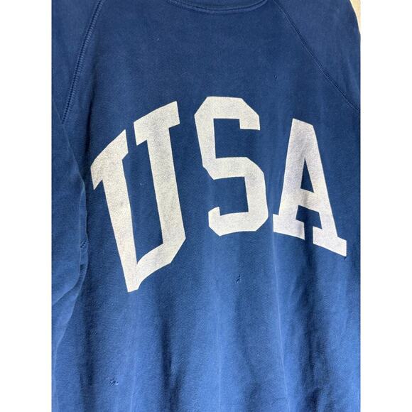 Free People X Retrobrand Blue USA Pullover Sweatshirt Sz. S - Picture 3 of 10